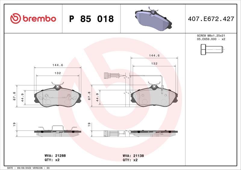 set placute frana,frana disc - BREMBO