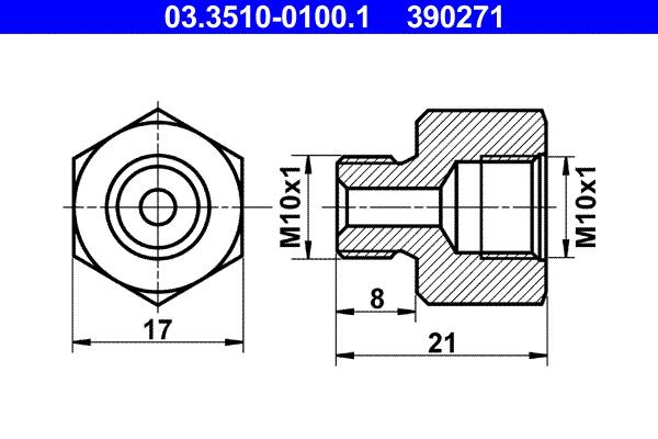 Adaptor, conducte frana - ATE