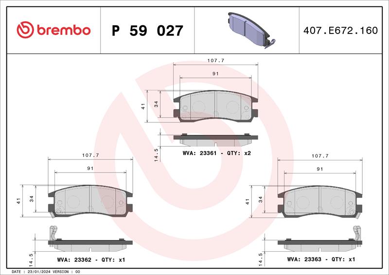 set placute frana,frana disc - BREMBO