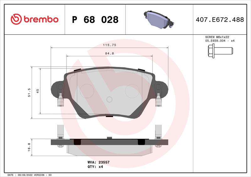 set placute frana,frana disc - BREMBO