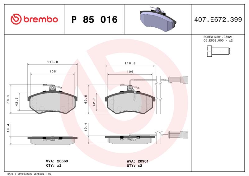 set placute frana,frana disc - BREMBO