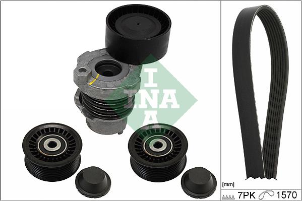 Set curea trapezoidale cu nervuri - INA