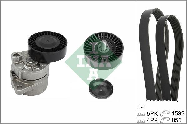 Set curea trapezoidale cu nervuri - INA