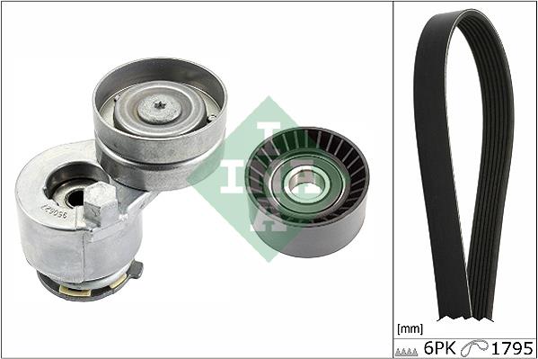 Set curea trapezoidale cu nervuri - INA