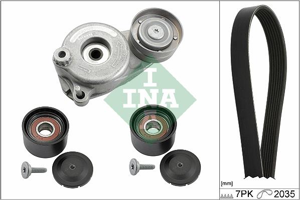 Set curea trapezoidale cu nervuri - INA