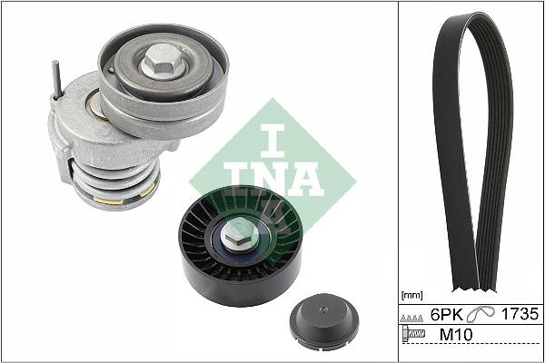 Set curea trapezoidale cu nervuri - INA