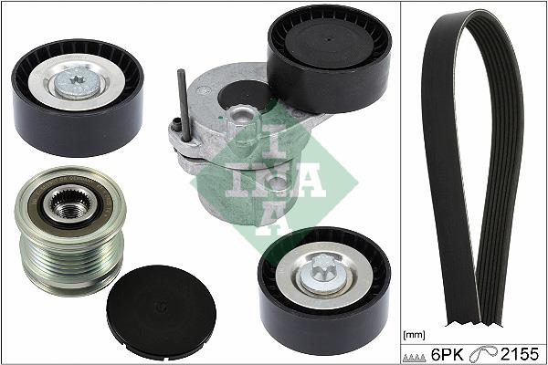 Set curea trapezoidale cu nervuri - INA