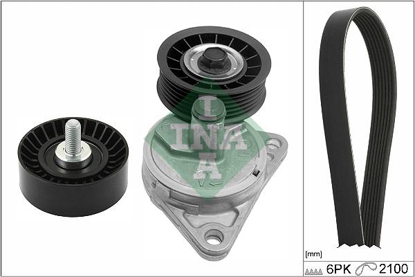 Set curea trapezoidale cu nervuri - INA
