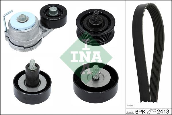 Set curea trapezoidale cu nervuri - INA