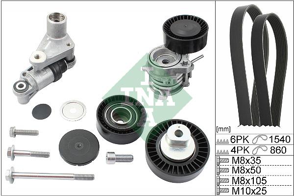 Set curea trapezoidale cu nervuri - INA