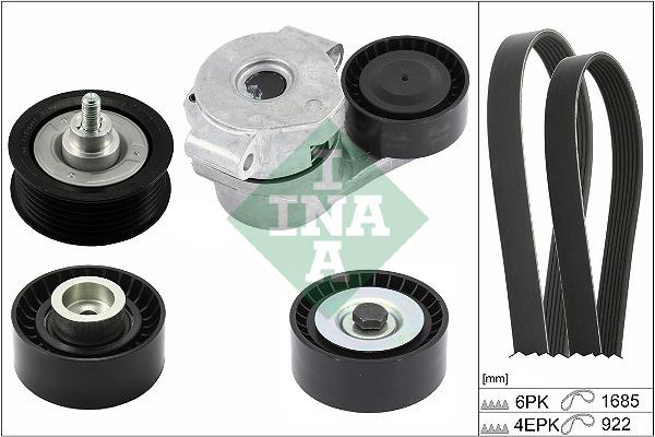 Set curea trapezoidale cu nervuri - INA
