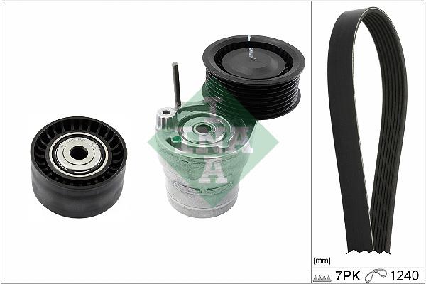 Set curea trapezoidale cu nervuri - INA