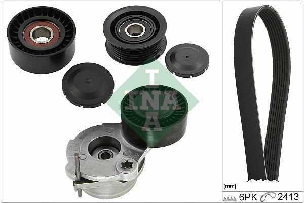 Set curea trapezoidale cu nervuri - INA