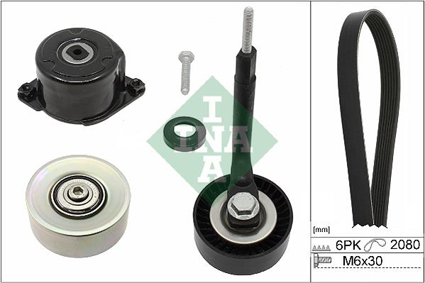 Set curea trapezoidale cu nervuri - INA