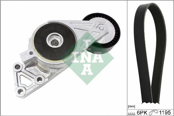 Set curea trapezoidale cu nervuri - INA