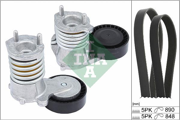 Set curea trapezoidale cu nervuri - INA