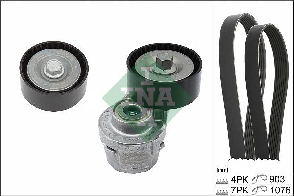 Set curea trapezoidale cu nervuri - INA