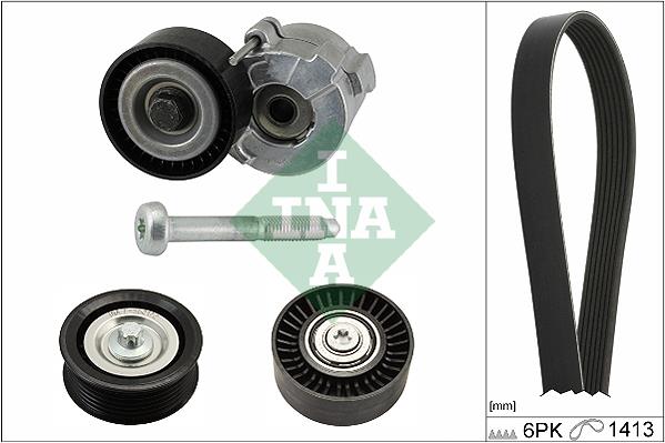 Set curea trapezoidale cu nervuri - INA