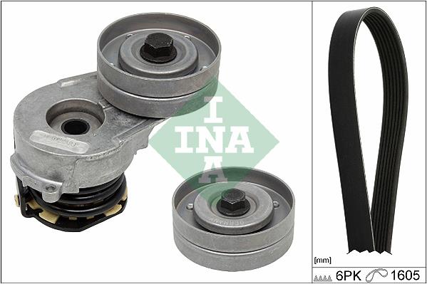 Set curea trapezoidale cu nervuri - INA