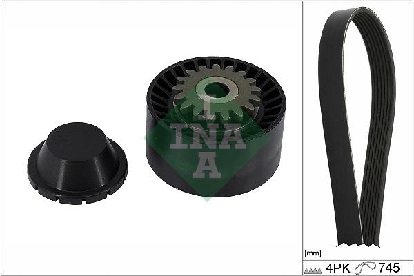 Set curea trapezoidale cu nervuri - INA