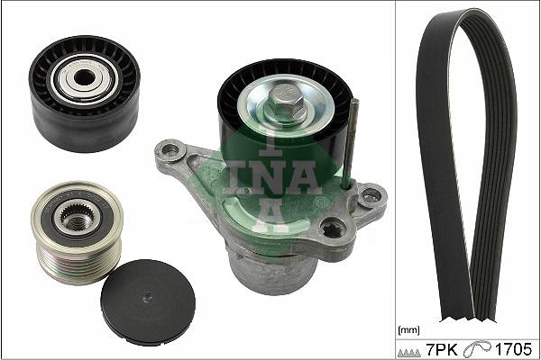 Set curea trapezoidale cu nervuri - INA