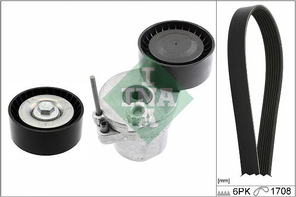 Set curea trapezoidale cu nervuri - INA