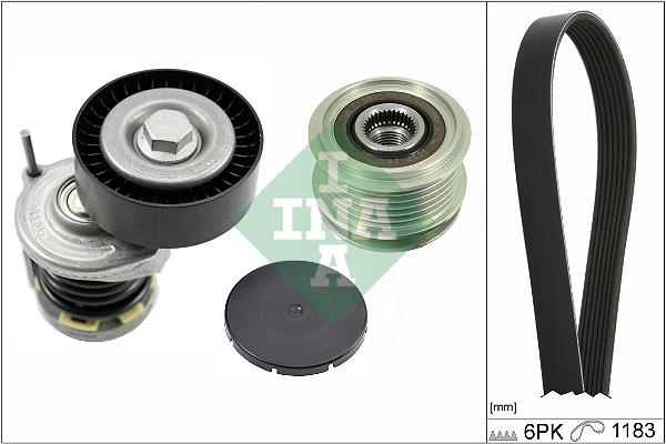 Set curea trapezoidale cu nervuri - INA