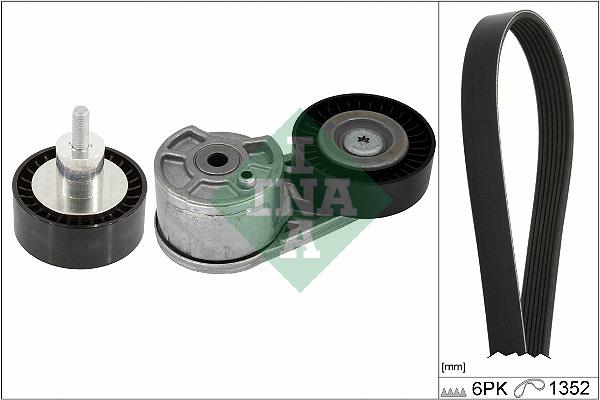 Set curea trapezoidale cu nervuri - INA