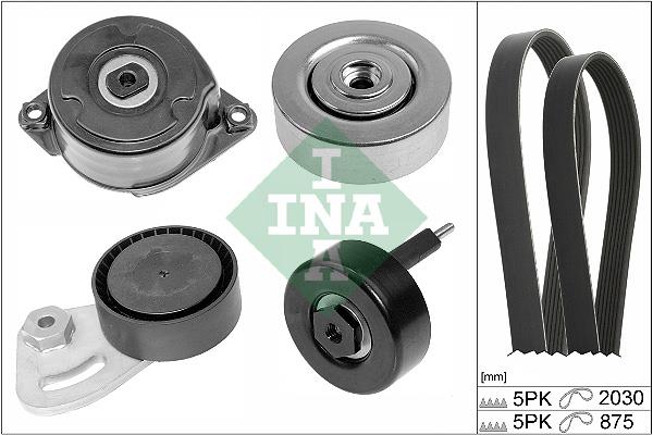 Set curea trapezoidale cu nervuri - INA