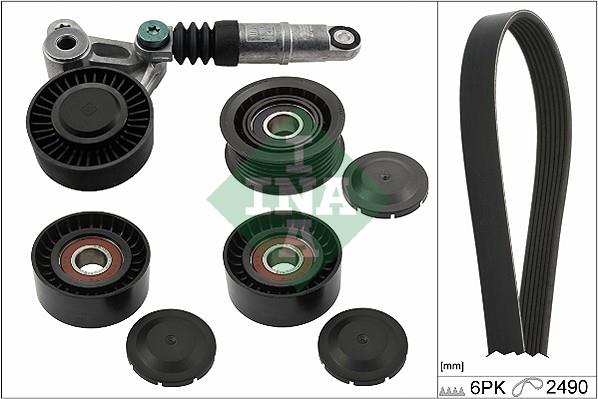 Set curea trapezoidale cu nervuri - INA