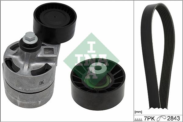 Set curea trapezoidale cu nervuri - INA
