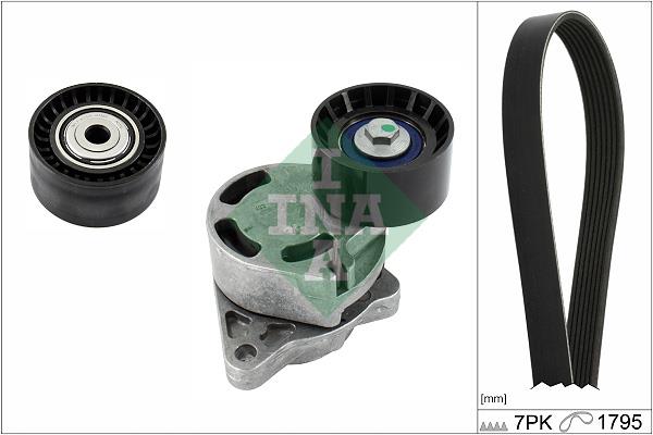 Set curea trapezoidale cu nervuri - INA