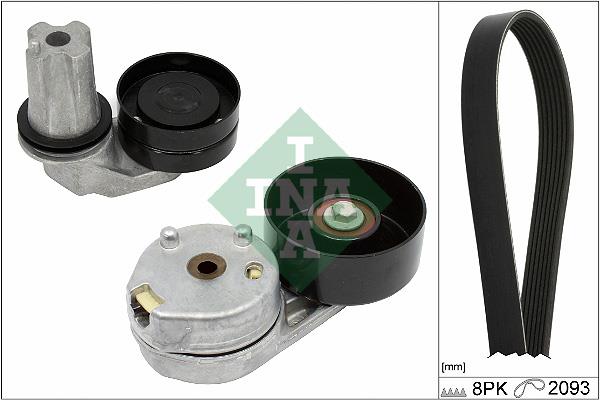 Set curea trapezoidale cu nervuri - INA