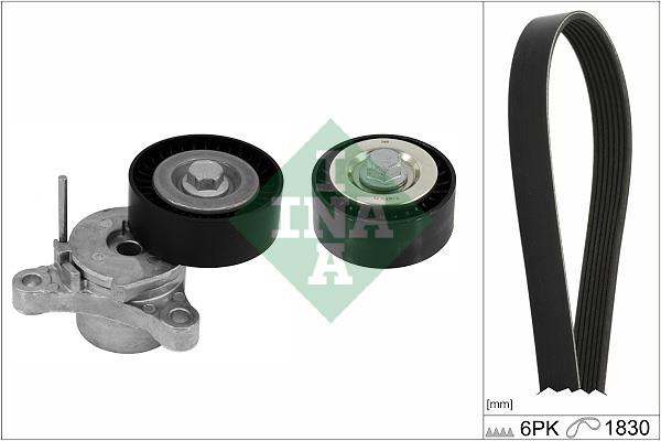 Set curea trapezoidale cu nervuri - INA