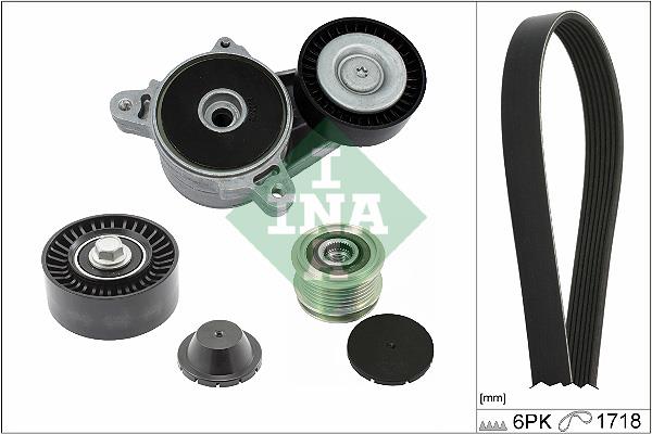 Set curea trapezoidale cu nervuri - INA