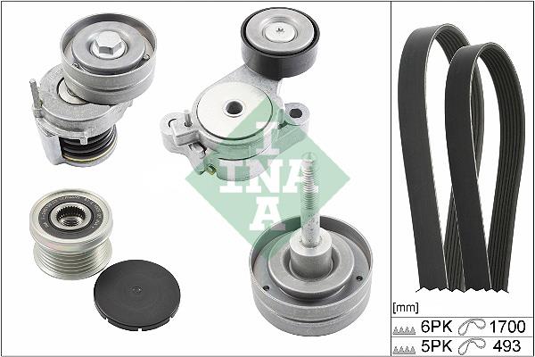 Set curea trapezoidale cu nervuri - INA
