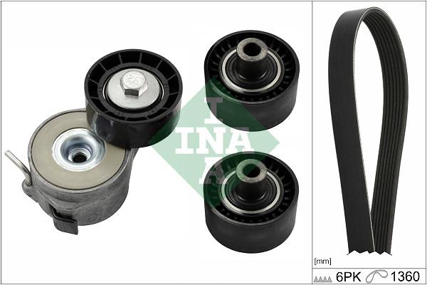 Set curea trapezoidale cu nervuri - INA
