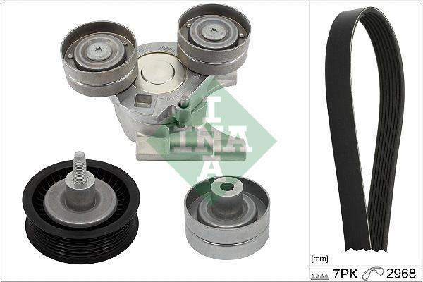 Set curea trapezoidale cu nervuri - INA