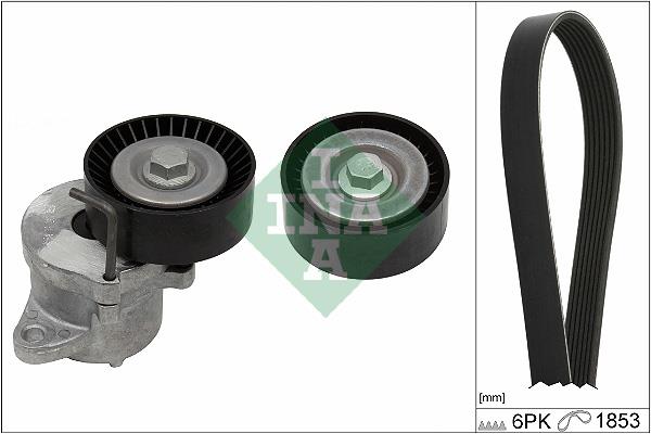 Set curea trapezoidale cu nervuri - INA