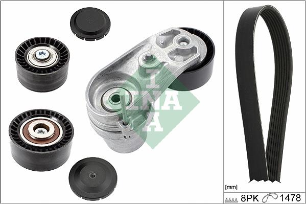 Set curea trapezoidale cu nervuri - INA