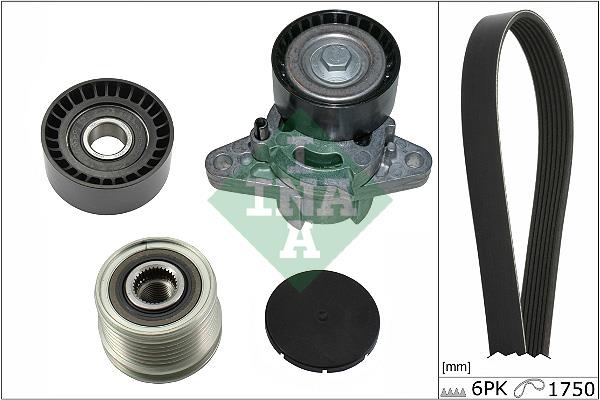 Set curea trapezoidale cu nervuri - INA