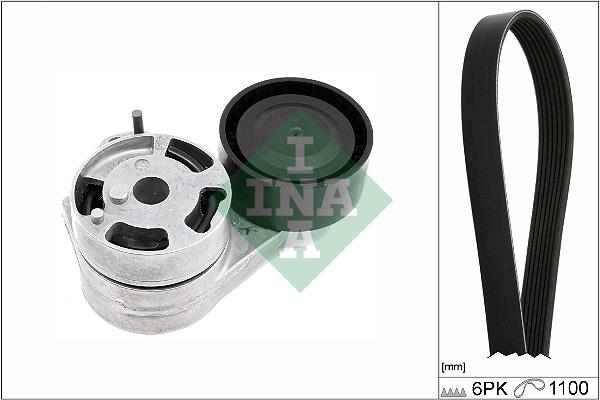 Set curea trapezoidale cu nervuri - INA