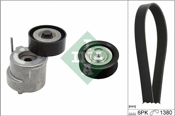 Set curea trapezoidale cu nervuri - INA
