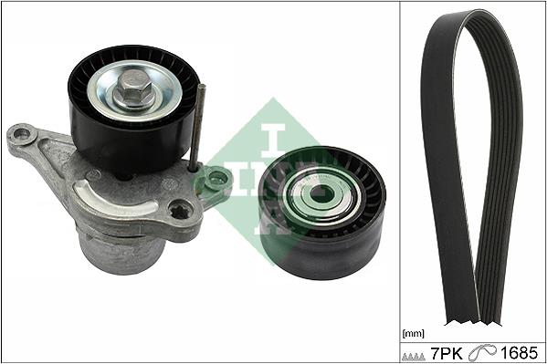 Set curea trapezoidale cu nervuri - INA
