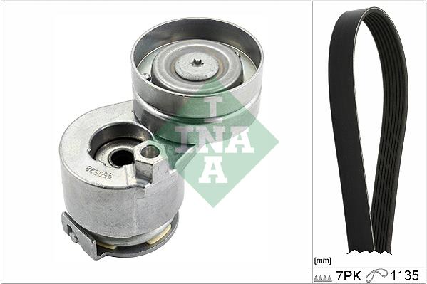 Set curea trapezoidale cu nervuri - INA