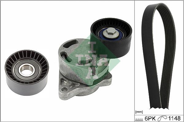 Set curea trapezoidale cu nervuri - INA