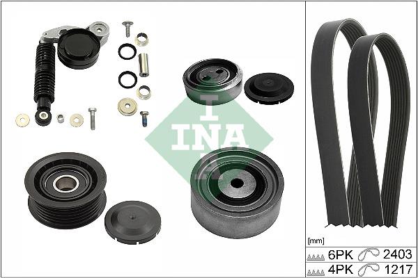 Set curea trapezoidale cu nervuri - INA