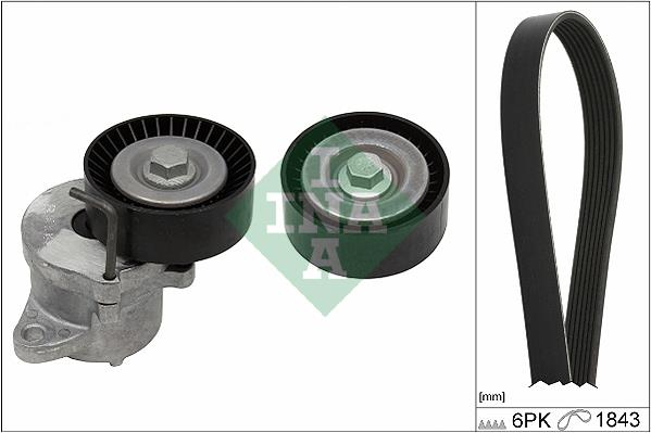 Set curea trapezoidale cu nervuri - INA