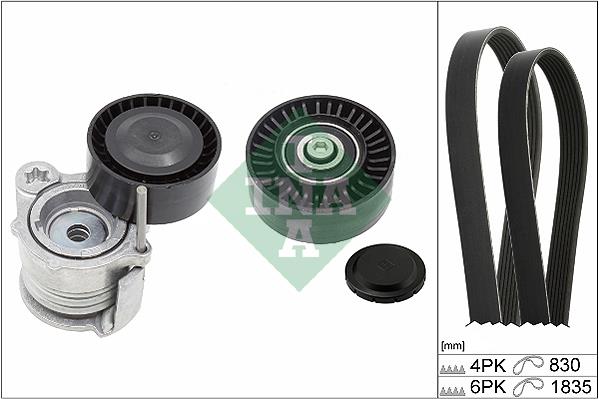 Set curea trapezoidale cu nervuri - INA