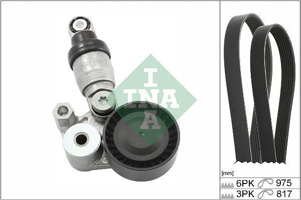 Set curea trapezoidale cu nervuri - INA